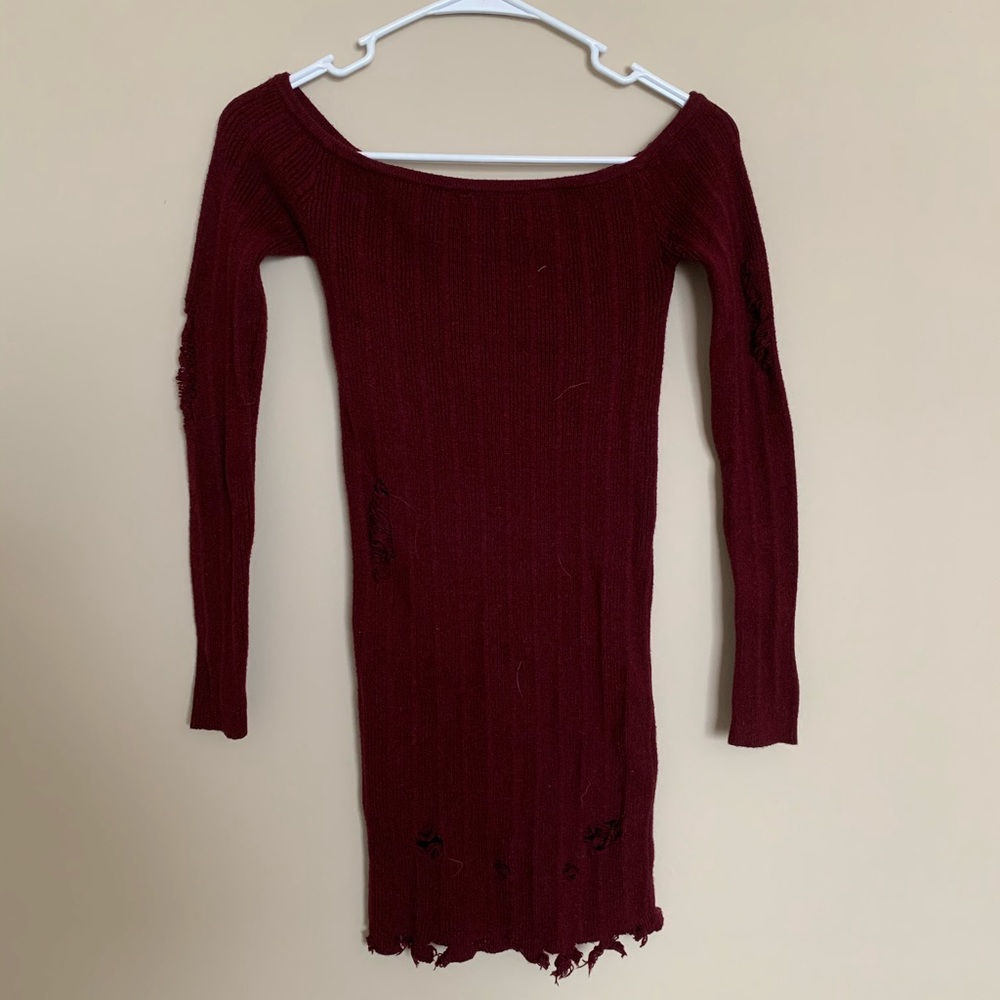 Distressed Off Shoulder Dress